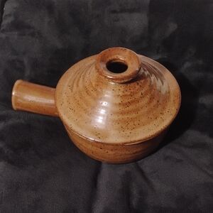 Rustic Brown Ceramic Teapot with Side Handle